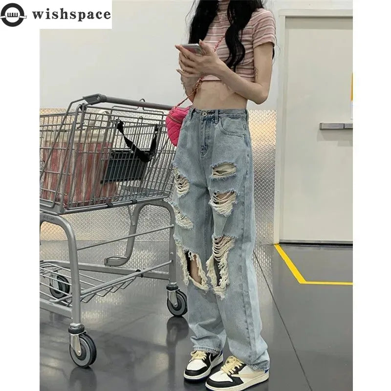 Girls High Waist Straight Tube Loose Beggar Wide Leg Pants