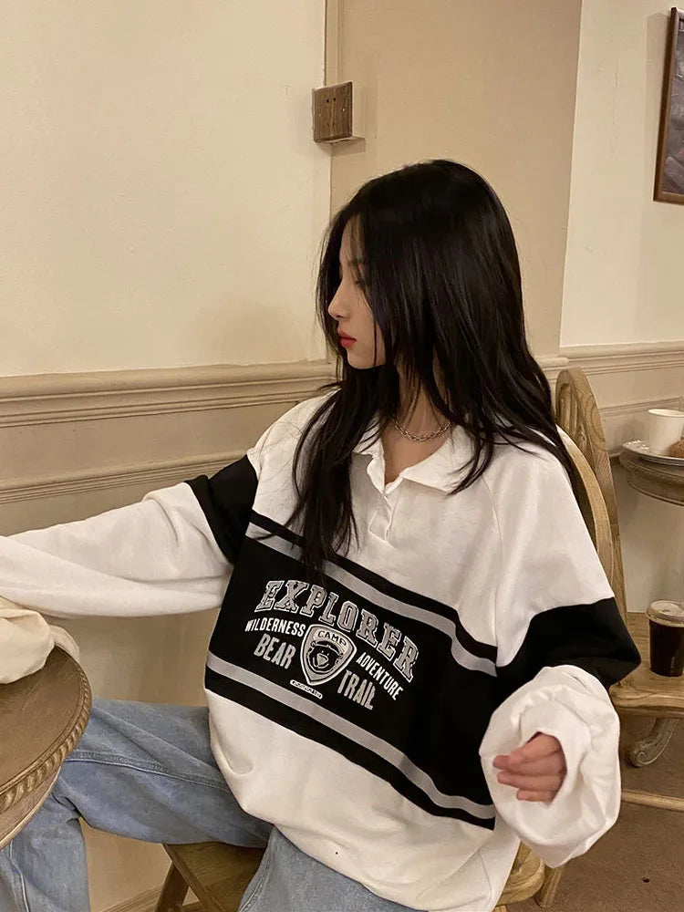 Vintage Hoodies Pullovers Women Streetwear Oversized