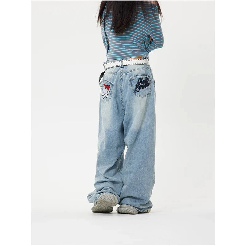 Kawaii Hello Kitty Jeans MINISO Lovely Girl